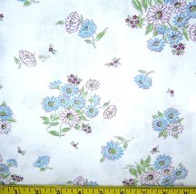 Vintage Feedsack Flour Sack Cotton Fabric White with Blue and Purple Flowers - £16.01 GBP
