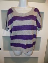 Lei Purple Siren Striped Short Sleeve Sweater Size 2X Women's NEW - $19.80