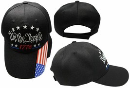 We The People 1776 Black Usa Flag On Bill Adjustable Embroidered Cap Hat - £18.97 GBP