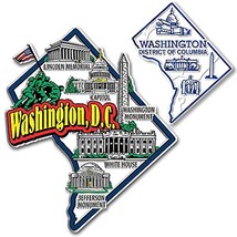 Washington, D.C. Jumbo &amp; Small State Map Magnet Set by Classic Magnets, 2-Piece  - £7.66 GBP