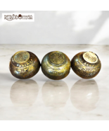 Trio Bowls Brass Hammered Hand Chiseled India 19th Century Decorations - $79.50 CAD