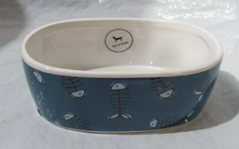 Food or Water Oval Blue with Fishbones Dish 5.5&quot;X3&quot;X2&quot; by Park Life Designs - £7.08 GBP