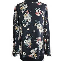 Vince Camuto Black Floral Long Sleeve Blouse Size XS - £19.38 GBP