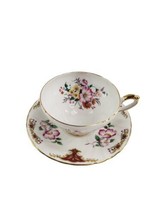 Royal Sutherland Staffordshire Bone China Tea Cup &amp; Saucer Flowers England - £25.23 GBP