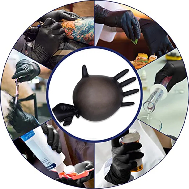 Sporting Black Disposable ChAcal Resistant Rubber Nitrile Latex Work Housework K - £20.84 GBP