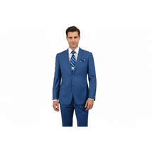 Men's Renoir Wool Blend Slim Fit 2pc Suit Sharkskin Texture 557-1 Blue image 8