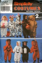Simplicity 8582 0669 Kids Costumes Cow Pumpkin Ghost Lion Pattern 1/2-4 Uncut Ff - £14.75 GBP