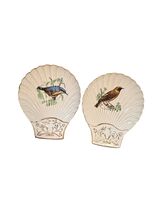 Vintage French Porcelain Shell Dishes Le Faune Bird Motif Pink Gold Trim... - $32.40