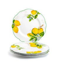 Grace Teaware 11&quot; Lemon Garden Fine Porcelain Dinner Plate Set Of 4 - £55.07 GBP