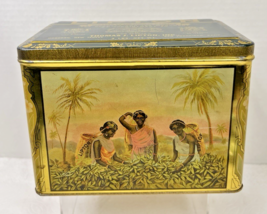 Large Antique Tea Tin Thomas J Lipton Ceylon Tea 3 Pound Advertising Wom... - $157.91