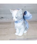 Lladro Nao Diasa Kitty Cat Present Gray Blue Smooth Porcelain 4&quot; Figurin... - £44.93 GBP