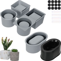 Silicone Planter Molds, 3 Pack, For Sq. And Round Concrete Forms, Flower Cement - £36.26 GBP