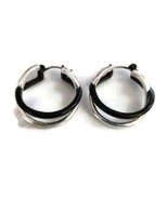 Black &amp; Silver Tone Double Hoop Earrings - £17.14 GBP
