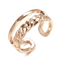 Hot Fashion Glossy Ring For Women 585 Rose Gold Simple Geometry Ring High Qualit - £7.09 GBP