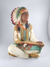 Vintage 13” Universal Statuary Native American Indian Chief Peace Pipe Statue - £50.98 GBP
