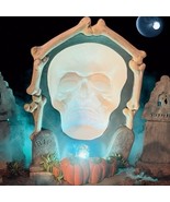 Illuminated Spooky Skull Tombstones Pumpkins Ceramic Halloween Display D... - $569.75 MXN