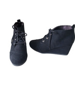 NEW Attention Baylee wedge heel ankle boots booties shoes black fabric 8M - £19.78 GBP