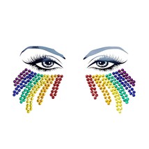 Rainbow Tears Multicolor Pride Jewel Face Crystal Sticker Gems for Carni... - £27.01 GBP
