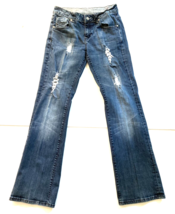 Cowgirl Tuff Jeans Womens 28x31.5 (28x33 Tag) Blue Diva Bootcut Distress... - $24.63