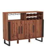Home Wine Bar Cabinet with 3 Doors and Adjustable Shelves-Brown - Color:... - $4,331.74 MXN