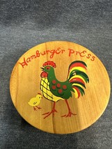 Vintage MCM Hamburger Press Wood Painted Rooster Good Condition 4.75” Di... - $9.90