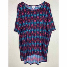 Lularoe Irma Tunic Top Women Medium Half Sleeves High Low Hem Loose Fit Ge Print - £15.56 GBP