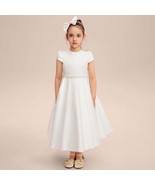 A-line Scoop Floor-Length Satin Pageant Party, Flower Girl, first commun... - £114.42 GBP