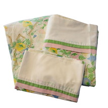 Vintage Utica Twin Bed Sheet Set Flat Fitted Pillowcase Morning Glories - £27.73 GBP