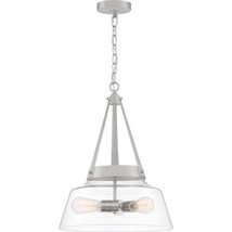 Quoizel Abbott 3-Lt Brushed Nickel Traditional Seeded Glass Bowl Hanging Pendant - £55.37 GBP