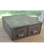 Vintage Art Metal 2 Drawer Steel Card Catalog File 14&quot; x 13&quot; x 5&quot; - $49.15 CAD