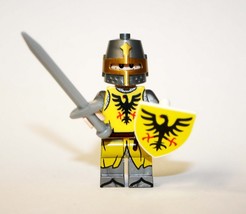 Minifigure Custom Toy Maltese Knight Yellow and Black Castle soldier - $5.40