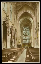 Vintage Milton Postcard Church Bath Abbey The Nave Handcolored Somerset England - £15.56 GBP