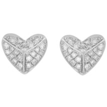 1/10CT Rond Naturel Diamant Coeur Clou Boucles 14K Blanc Argent Plaqué Or - £135.96 GBP