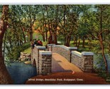 Island Bridge Beardsley Park Bridgeport Connecticut CT UNP Linen Postcar... - $3.91