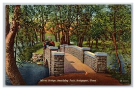 Island Bridge Beardsley Park Bridgeport Connecticut CT UNP Linen Postcard V12 - £3.07 GBP