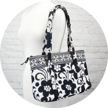 ❤️ VERA BRADLEY Night &amp; Day Betsy Shoulder Bag Black White Floral - £17.57 GBP