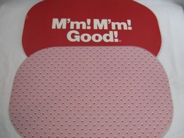 2 Vintage Campbell Soup M&#39;m! M&#39;m! Good! Plastic Placemats Red Pink - £13.01 GBP