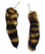 2 JUMBO RACCOON TAIL KEY CHAIN rendezvous animal fur racoons tails new k... - $175.18 MXN