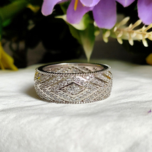 0.75Ct Round White Diamond 925 Sterling Silver Designer Engagement Wedding Band - £94.18 GBP