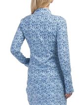 NWT TOMMY BAHAMA WATER SCALED BLUE WHITE Long Sleeve Mock Golf Shirt L & XL image 2