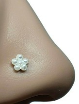 Flower Nose Stud 6 Pearl Cluster 22g (0.6mm) 925 Sterling Silver Ball End Stud - £4.06 GBP