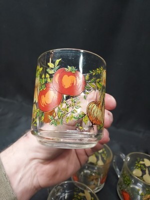 Mid Century Modern Spice of Life Mushroom Vegetable Garden Set Of 6 Glasses Item image 4