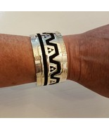 PINK ZEBRA Cuff Bracelet Bold Black Geometric Silver tone Southwest Styl... - $559.91 MXN