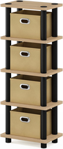 Laci 4-Bins System Rack, Oak/Black/Light Brown - £24.85 GBP