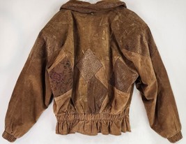 Winlit Jacket Womens Medium Brown Leather Distressed Grannycore Vintage Coat - £55.56 GBP