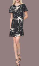 $129 Dkny Women's Printed Flutter-Sleeve Flounce-Hem Dress Sz:12- Black/... - $39.11