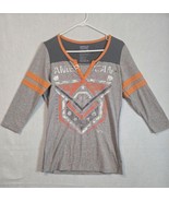 American Fighter Womens Medium V-Neck Top Athletic Tee Gray Orange - $19.68