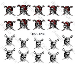 Nail Art Water Transfer Stickers Decal skull pirates KoB-1296 - £2.39 GBP
