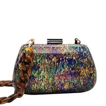 New Fashion Colorful Acrylic Bags  Women Messenger Bags Elegant Marble Evening C - £40.71 GBP
