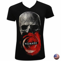 Nwt Fashion Skull With Rose Death Gothic Men&#39;s V-NECK Graphic Slim Fit T-SHIRT - £7.10 GBP